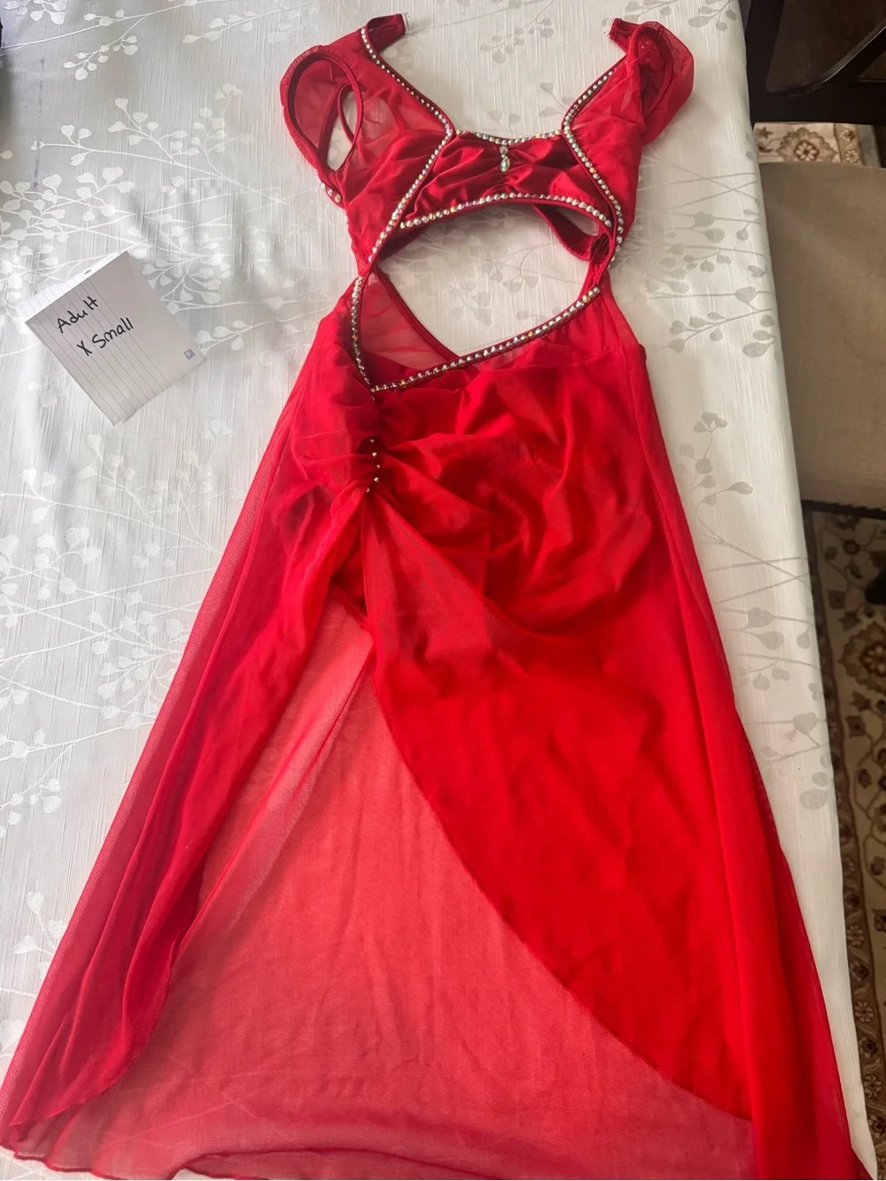 Kids Red Dance Costume Two-Piece Attached Set